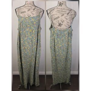 Natural Life Dress SZ XL Long Midi Sleeveless Green Floral Boho Cottage Prairie